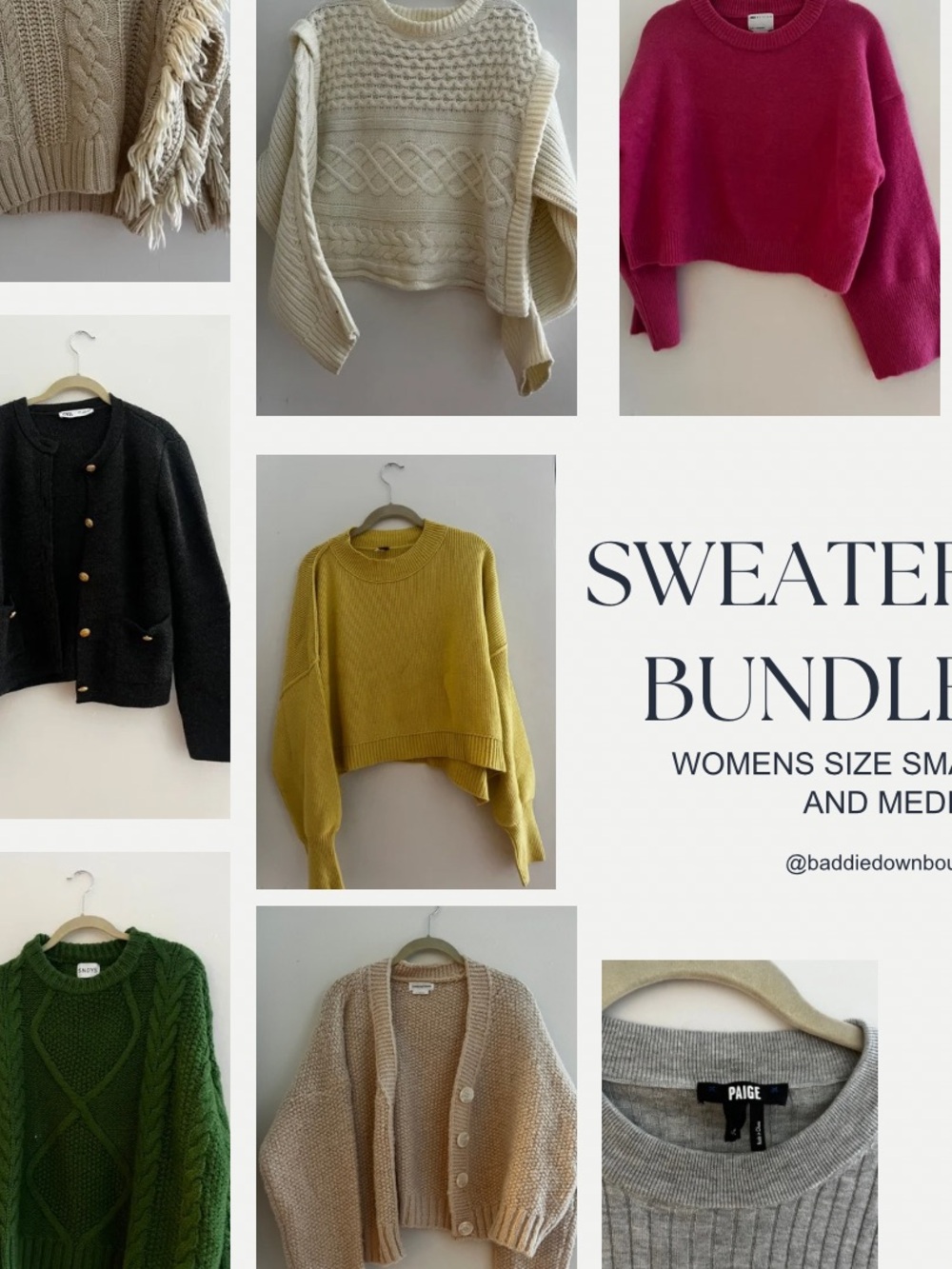 PAIGE Mixed Sweater Bundle — Cream, Magenta, Mustard, Black, Green, Tan, Gray